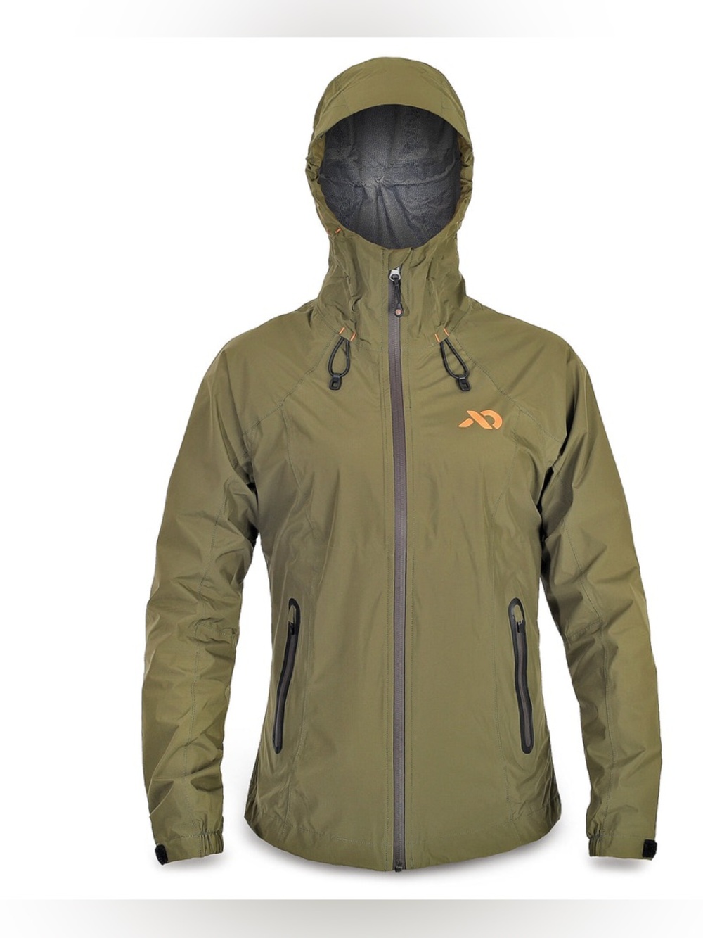 FIRST LITE CASCADE STORMLIGHT MEN'S RAINWEAR HOODED JACKET OLIVE GREEN SIZE XS